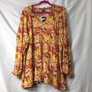 Torrid Women’s Floral Peasant Esther Blouse Size 3 NEW with Tags